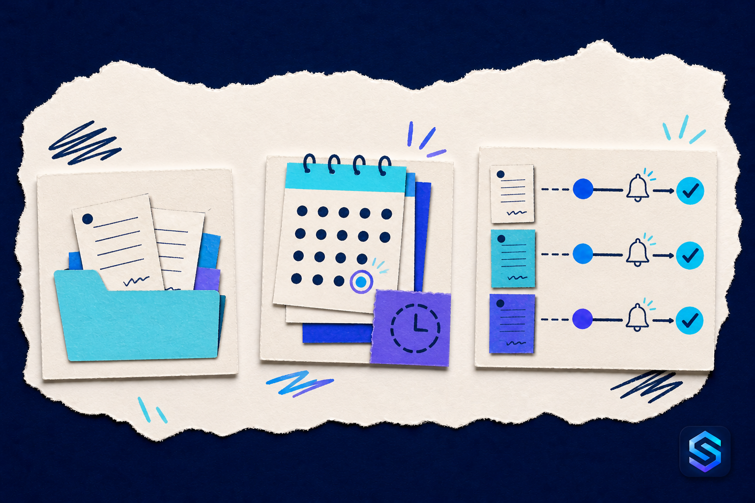 Handcrafted torn-paper illustration about a contract deadline should never be a surprise